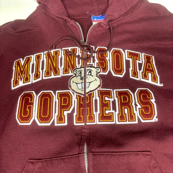 Vtg Champion Size Medium Minnesota Golden Gophers Full Zip Hooded Sweatshirt - Picture 2 of 7